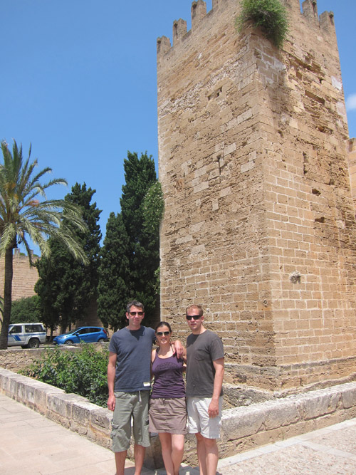 In front of one of the towers along the wall around Alcudia