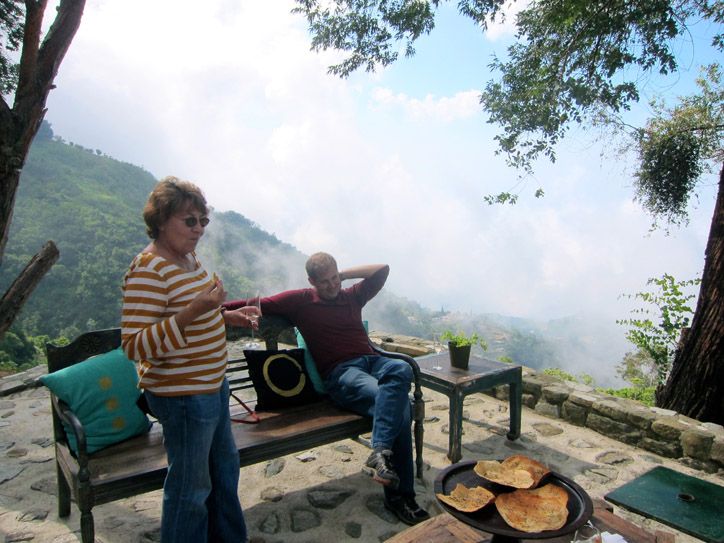 Aperitif with a view. That is, once the clouds went away.