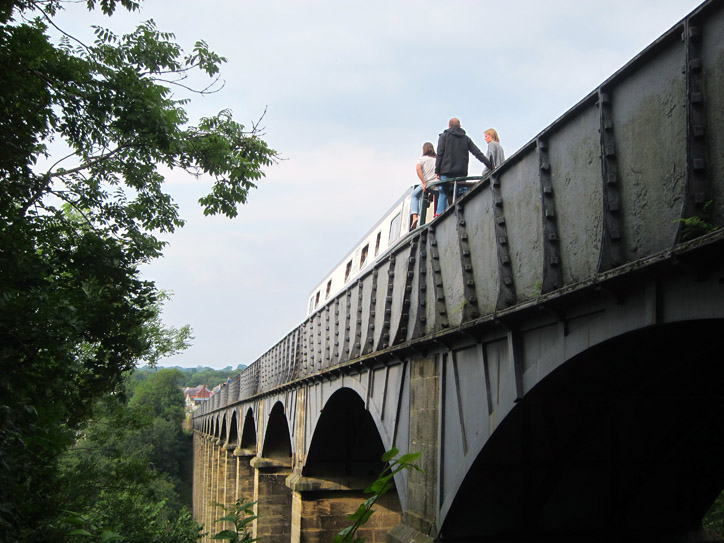 On the Pontcysyllte Aqueduct. Try saying that three times fast in a row.