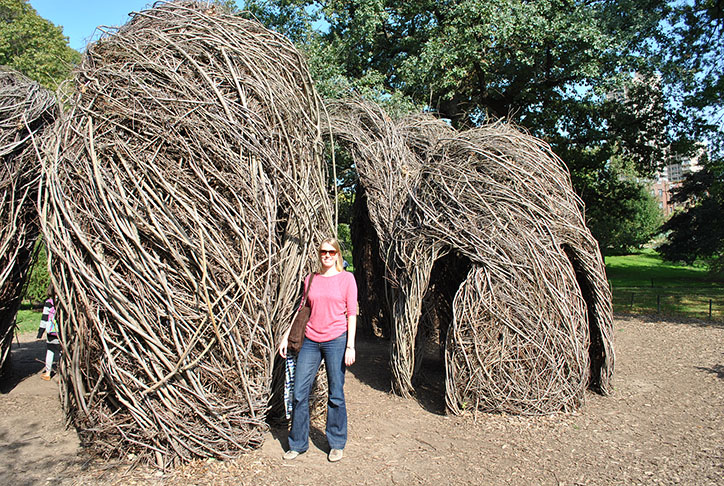Nora building a nest for the winter of of twigs.