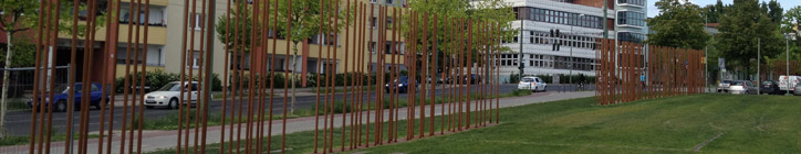 Iron markers showing the former run of the wall along Bernauer Strasse