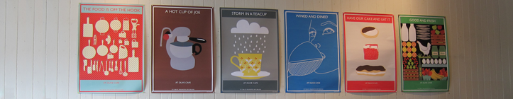Posters at Café Olive on Cuba Street