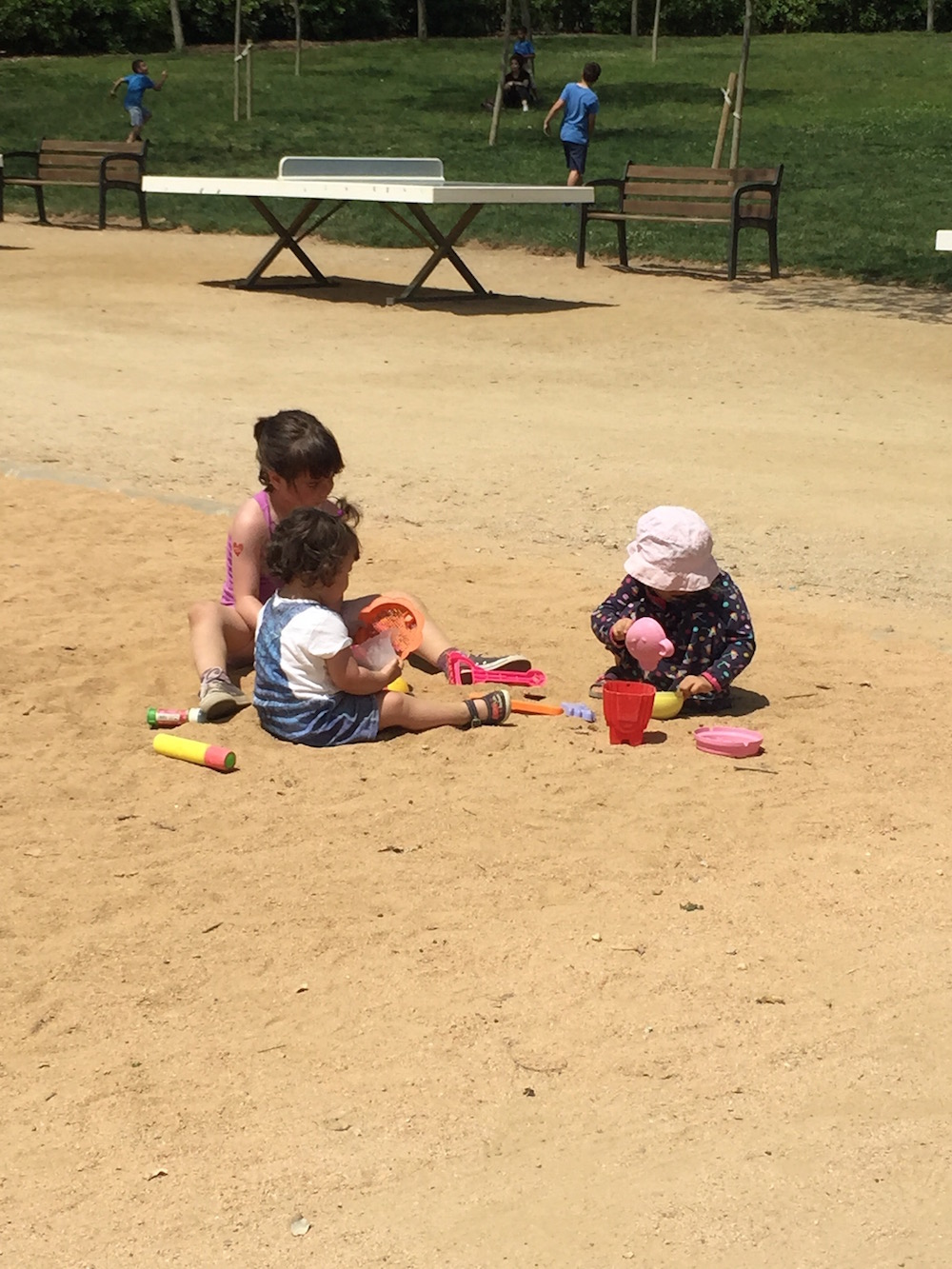 You don't mind that I play with your sand toys right? Great, thanks.
