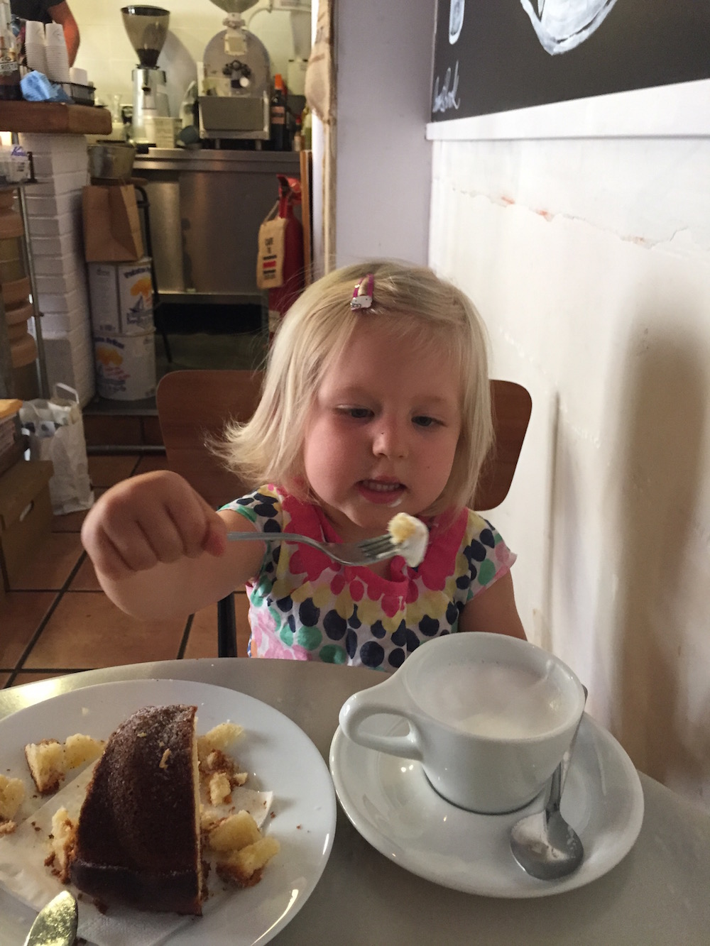 Dunk the cake in the milk and c-a-r-e-f-u-l-l-y bring it into the mouth... Yummy!