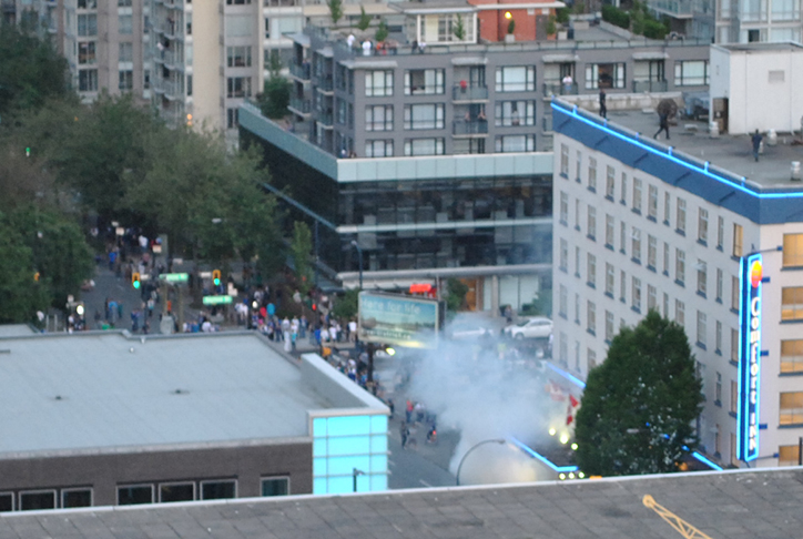 White tear gas, black car fires; it's like the force.