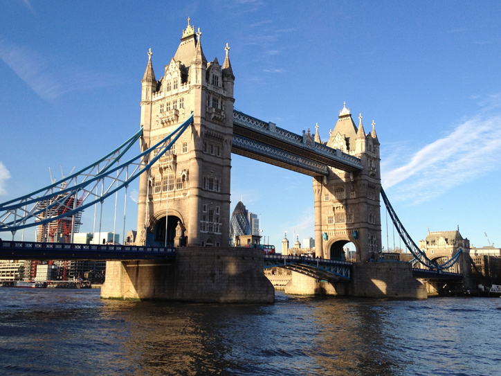 Tower Bridge on a cold and sunny day.