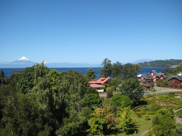 Frutillar with the typical volcano in the background, they are all over the place in Chile