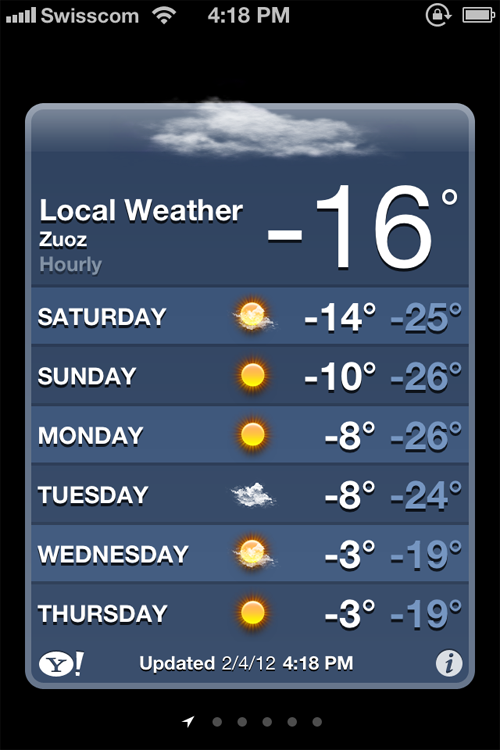 Ha, only single digit minus degrees next week. Heatwave!