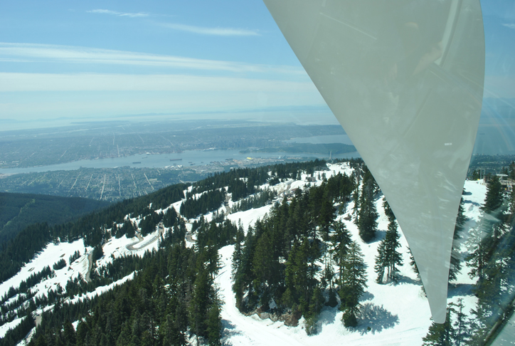 The blades were too big to drive up by truck and instead had to be flown up the mountain with a special helicopter.