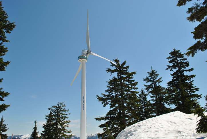 The turbine generates about 20% of the mountain's energy.
